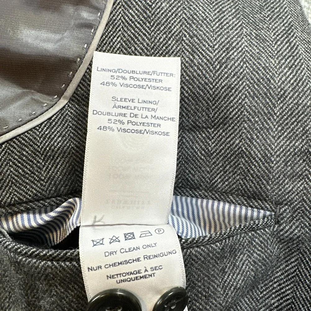 NWT Charles Tyrwhitt Wool Herringbone Blazer Men 50R Grey Classic Fit Jacket